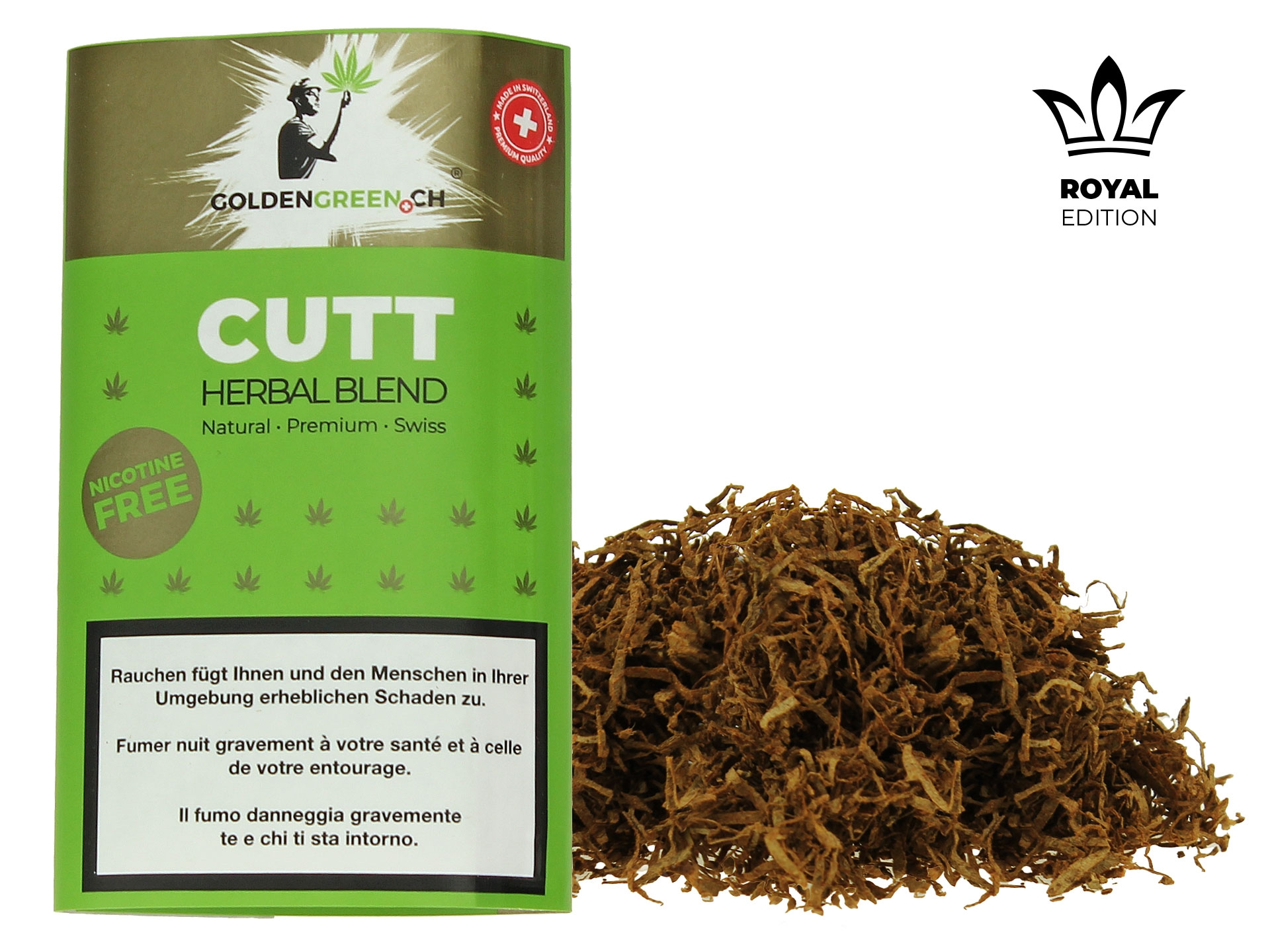 GOLDENGREEN, CGOLDENGREEN, CUTT Herbal Blend, CBD 8.4, Swiss Premium  Cannabis Substitut de Tabac